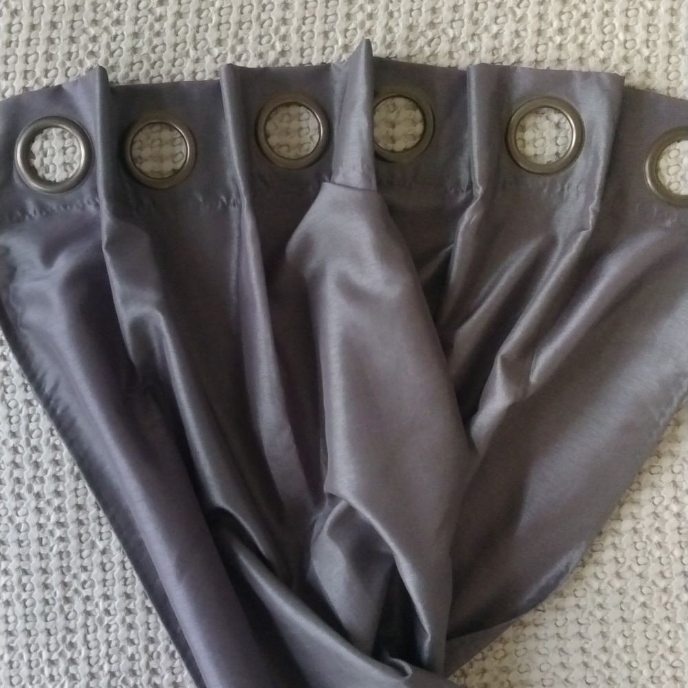 Gray grommet top curtains